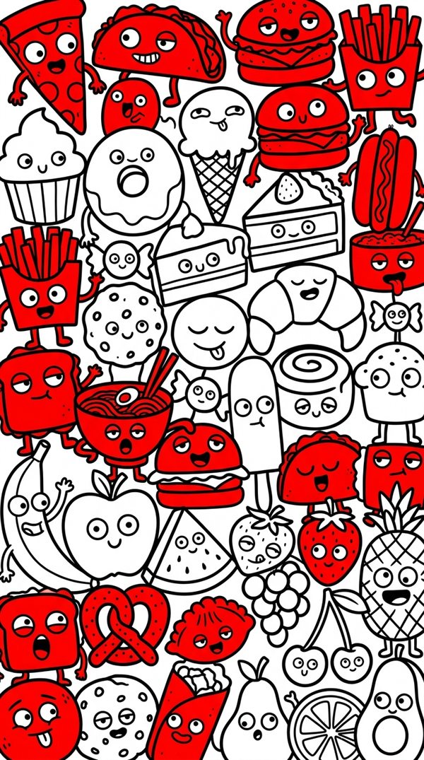 Ejemplo de wallpaper doodle de comida hecho con MyDoodleWall