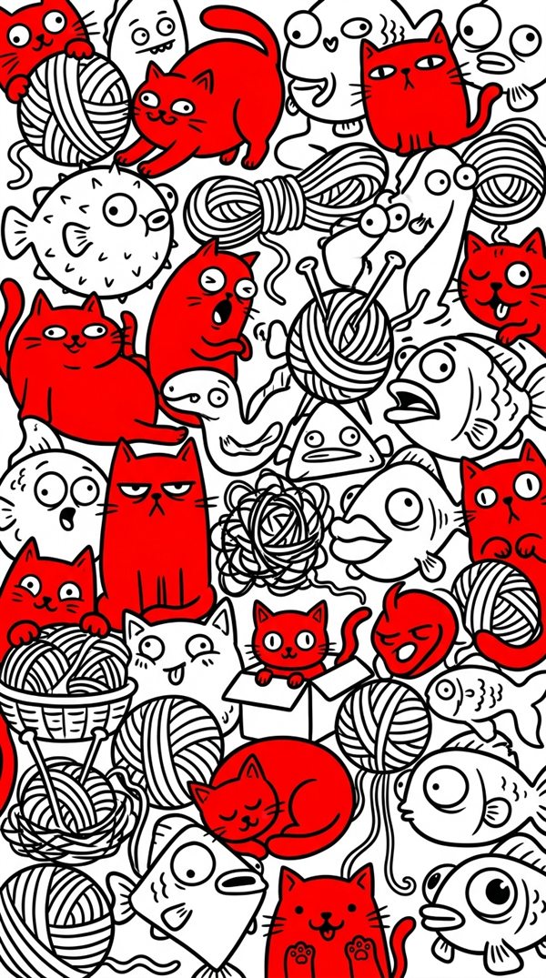 Ejemplo de wallpaper doodle de gatos hecho con MyDoodleWall
