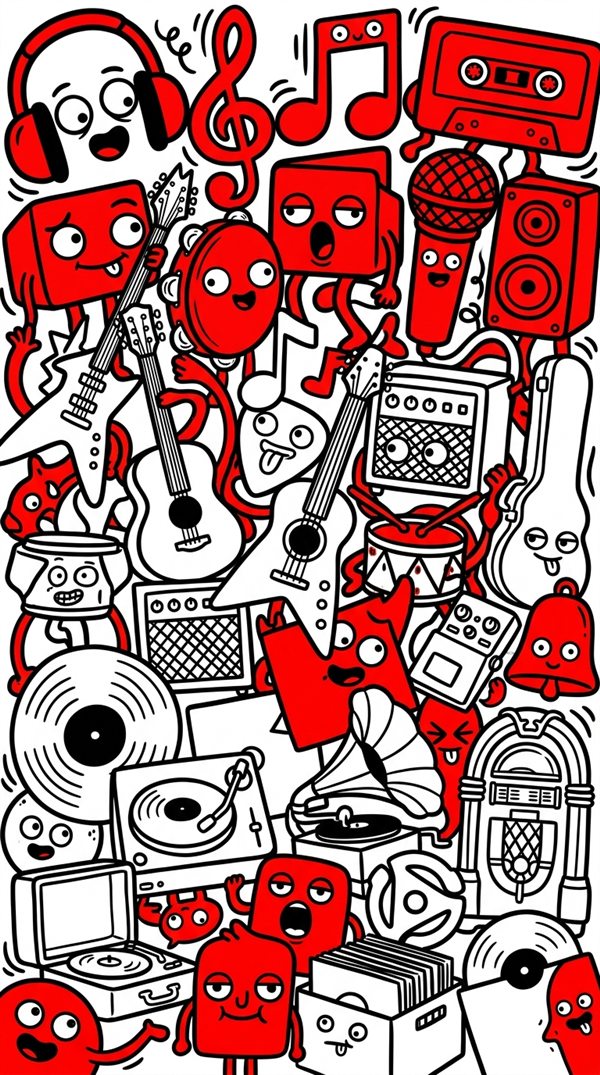 Example music doodle wallpaper made with MyDoodleWall