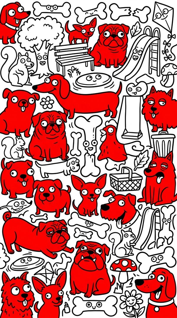 Ejemplo de wallpaper doodle de perros hecho con MyDoodleWall