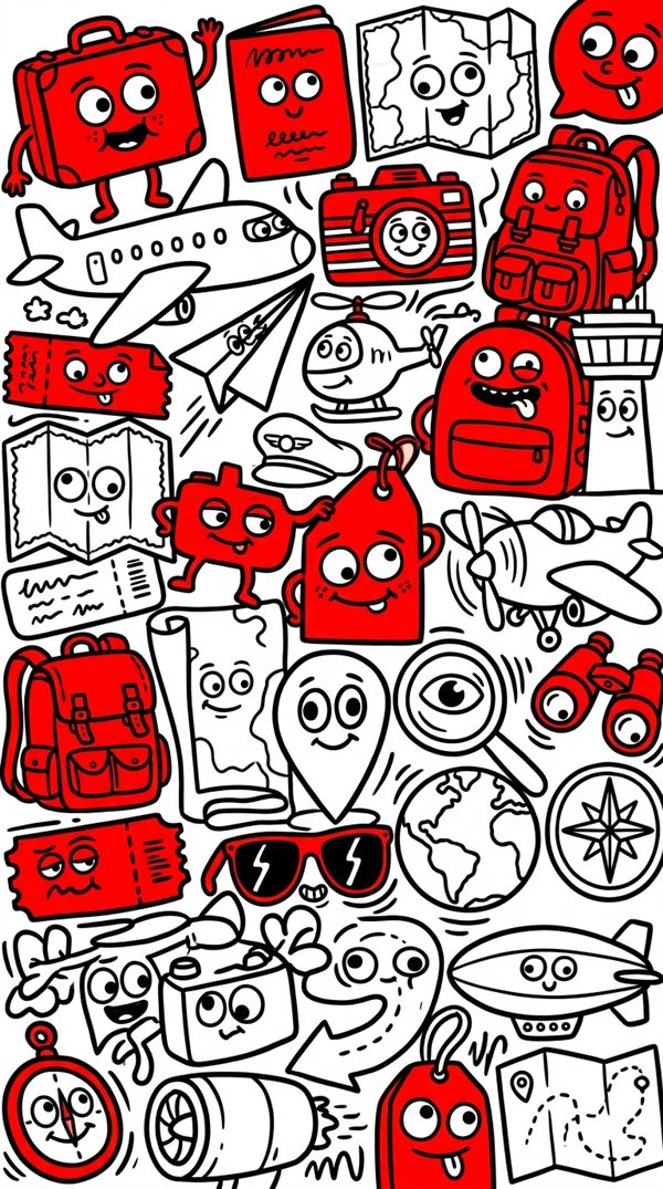 Example travel doodle wallpaper made with MyDoodleWall